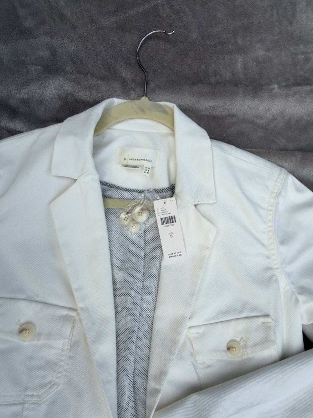 Anthropologie White Cotton Blazer Jacket - Picture 4 of 14
